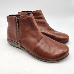 Naot Wanaka Ankle Boots Women's 38 US 7 Brown Leather Side Zip Comfort Booties